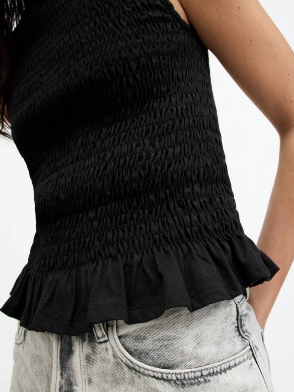 NWT AllSaints Ode Smocked Sleeveless Tank Top AllSaints Size S Women's - Picture 4 of 14